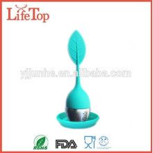 Silicone Loose Leaf Tea Infuser Strainer with Resting Plate-Turquoise